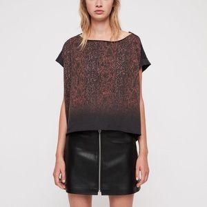 AllSaints Kaa Pina Tee Snake Print Relaxed Fit